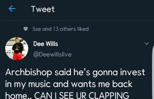 ARCHBISHOP SAYS HE WANTS ME BACK HOME – DEWILLS.