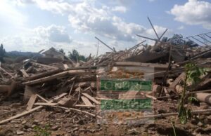 An old woman rescued from the ruins of Akyem Batabi church building Church building collapse at Akyem Batabi