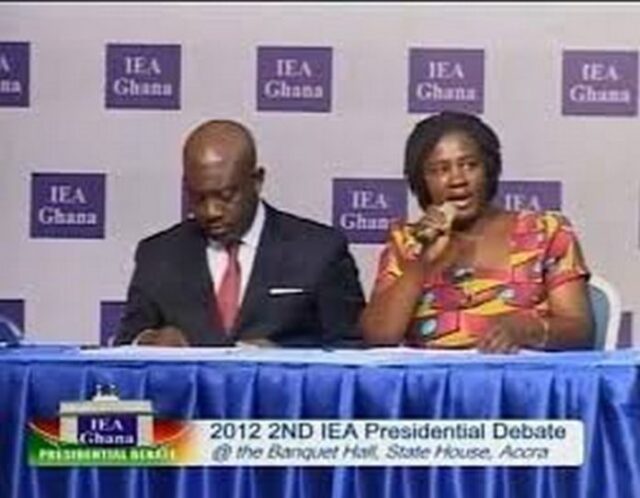 Jane Naana Opoku Agyemang and Kojo Oppong-Nkrumah at IEA debate